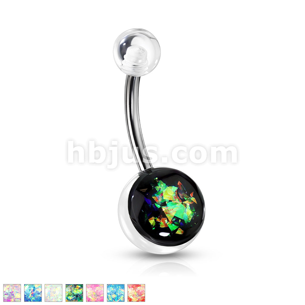 316L Surgical Steel Opal Glitter Set On Clear Acrylic Ball 316L... - Image 2