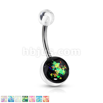 316L Surgical Steel Opal Glitter Set On Clear Acrylic Ball 316L... - Image 2