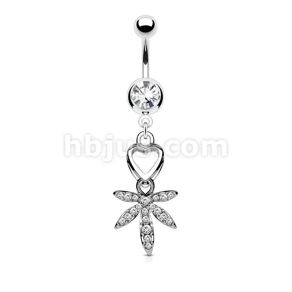 316L Surgical Steel 316L Surgical Steel Navel Heart and Gem Pave Pot... - Image 2
