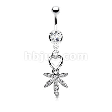 316L Surgical Steel 316L Surgical Steel Navel Heart and Gem Pave Pot... - Image 2
