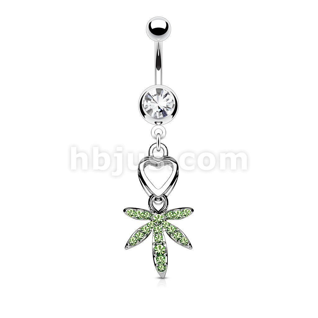 316L Surgical Steel 316L Surgical Steel Navel Heart and Gem Pave Pot... - Image 3