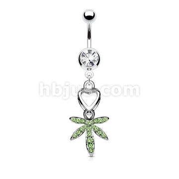 316L Surgical Steel 316L Surgical Steel Navel Heart and Gem Pave Pot... - Image 3