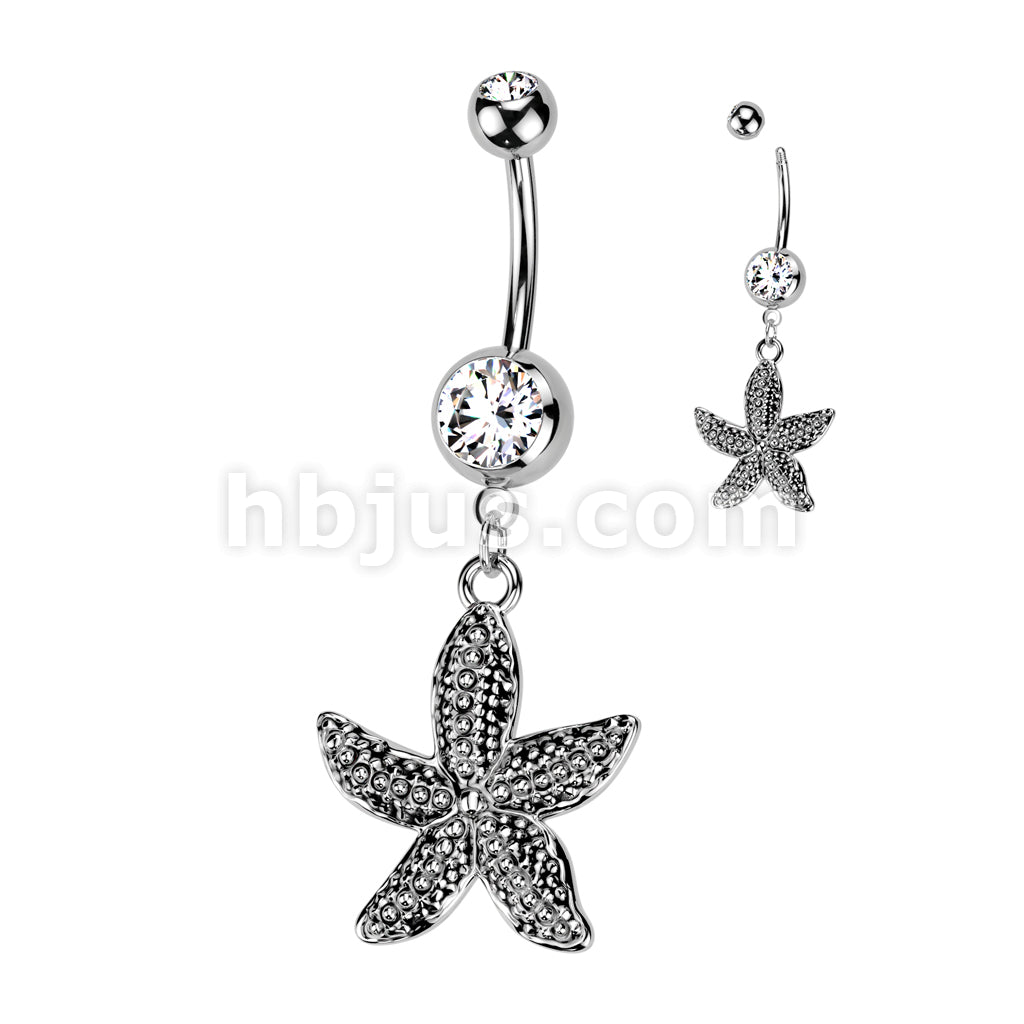 316L Surgical Steel 316L Surgical Steel Antique Finish Starfish Dangle... - Image 2