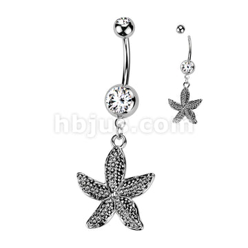 316L Surgical Steel 316L Surgical Steel Antique Finish Starfish Dangle... - Image 2