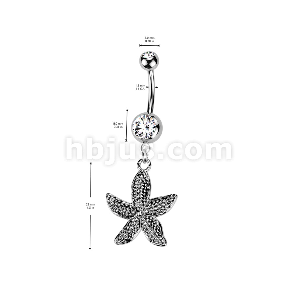 316L Surgical Steel 316L Surgical Steel Antique Finish Starfish Dangle... - Image 3