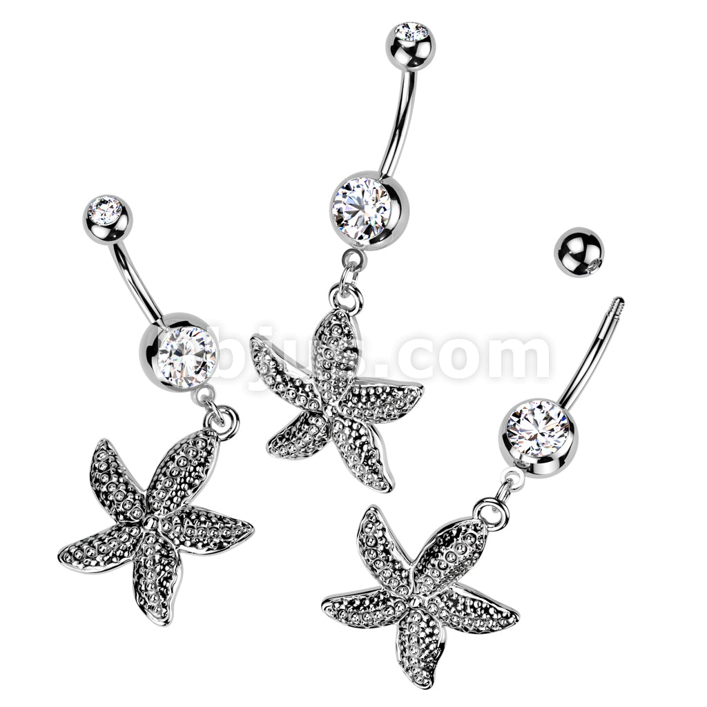316L Surgical Steel 316L Surgical Steel Antique Finish Starfish Dangle...
