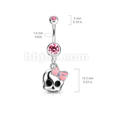 316L Surgical Steel 316L Surgical Steel Cute Skull With Paved Gem and... - Image 2