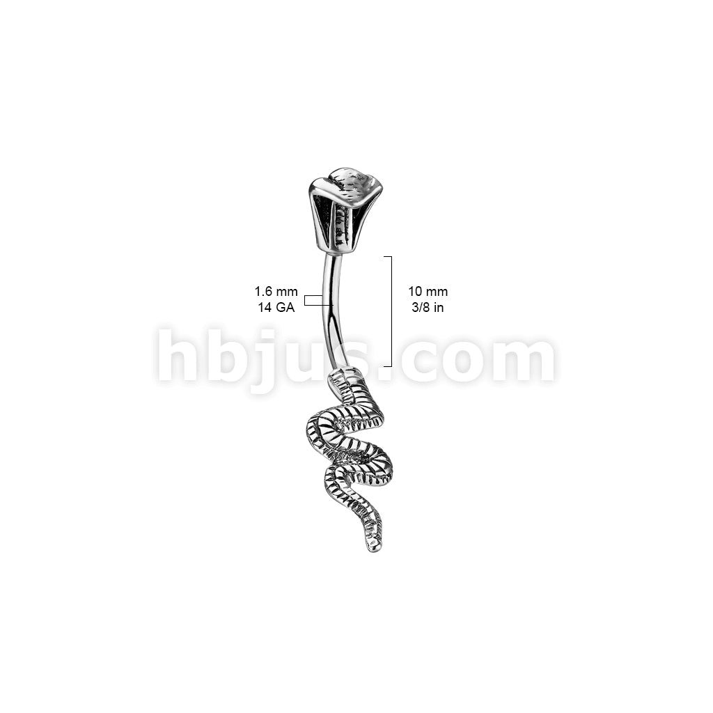 316L Surgical Steel 316L Surgical Steel Poisonous Cobra Belly Button Ring - Image 2