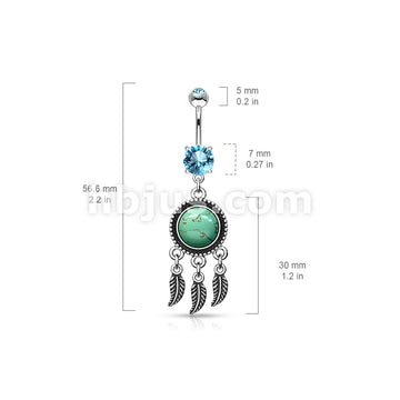 316L Surgical Steel Dream Catcher With Turquoise Semi Precious Stone... - Image 2