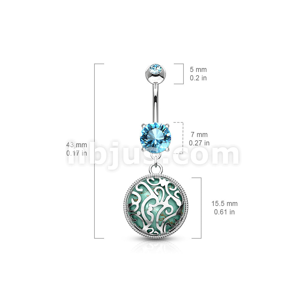 316L Surgical Steel 316L Surgical Steel Swirls Medalian With Turquoise... - Image 2
