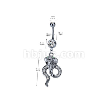316L Surgical Steel 316L Surgical Steel Cobra Hematite With Green CZ... - Image 3