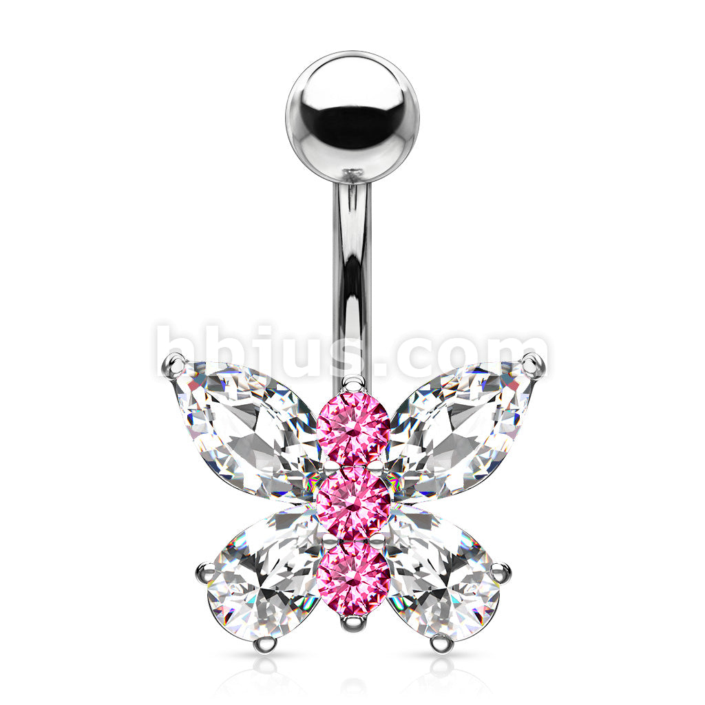 316L Surgical Steel 316L Surgical Steel Two Tone Butterfly Belly Button... - Image 2