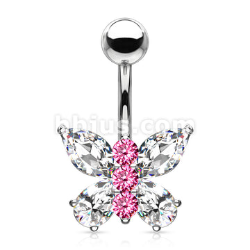 316L Surgical Steel 316L Surgical Steel Two Tone Butterfly Belly Button... - Image 2