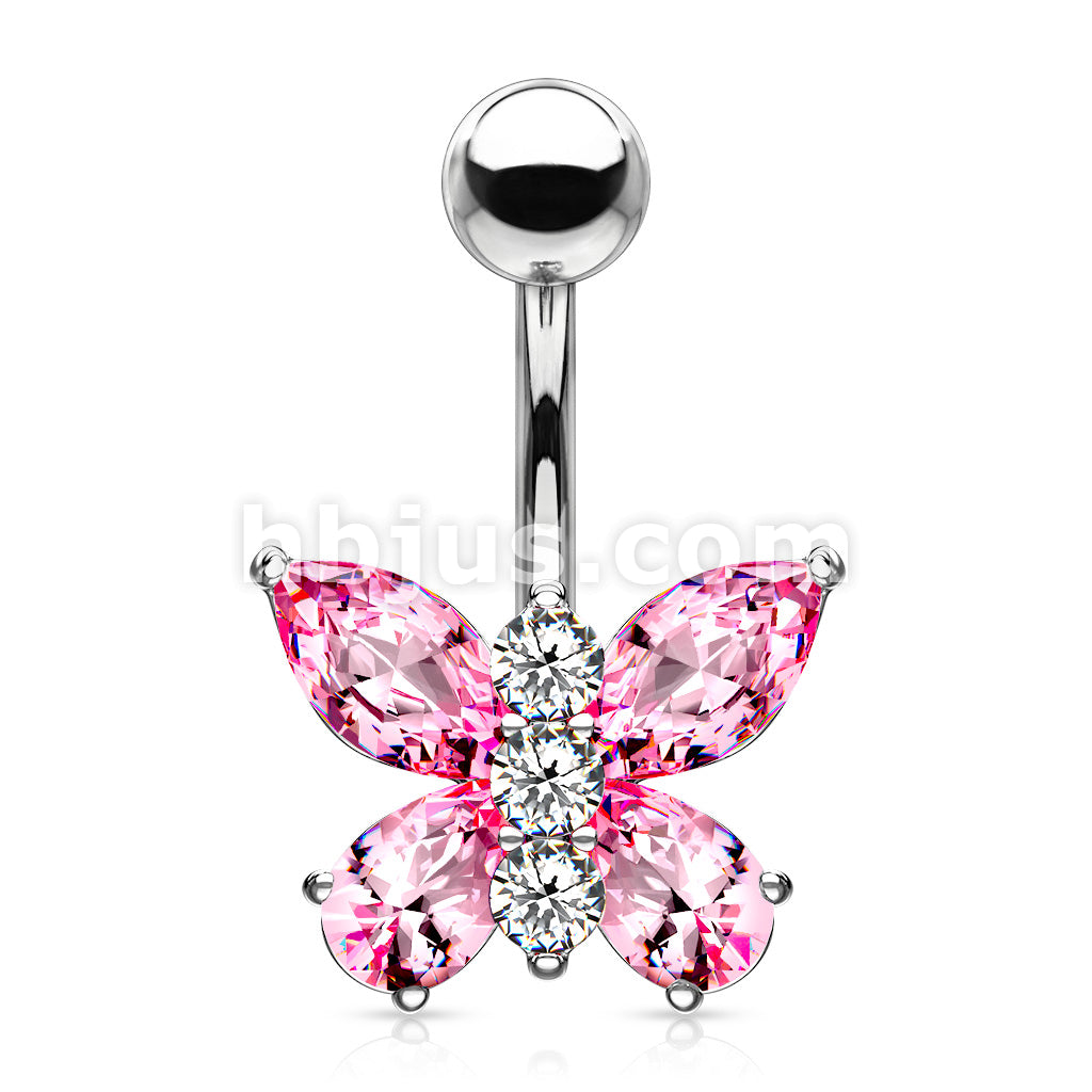 316L Surgical Steel 316L Surgical Steel Two Tone Butterfly Belly Button... - Image 3