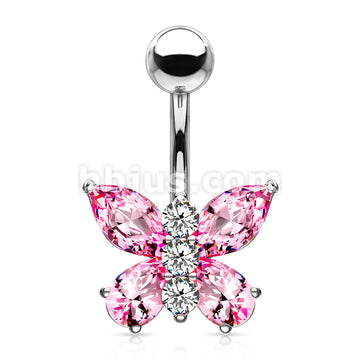 316L Surgical Steel 316L Surgical Steel Two Tone Butterfly Belly Button... - Image 3