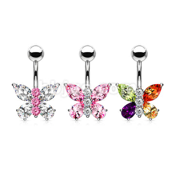 316L Surgical Steel 316L Surgical Steel Two Tone Butterfly Belly Button... - Image 6