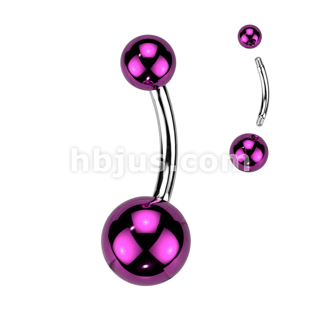316L Surgical Steel 316L Surgical Steel Belly Button Ring With Glass... - Image 2