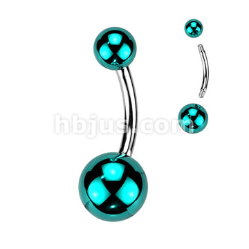 316L Surgical Steel 316L Surgical Steel Belly Button Ring With Glass... - Image 3