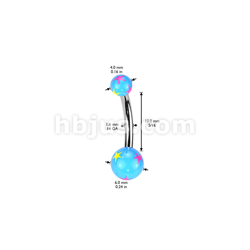Starburst Multi Colored Acrylic Ball 316L Surgical Steel Navel - Image 5