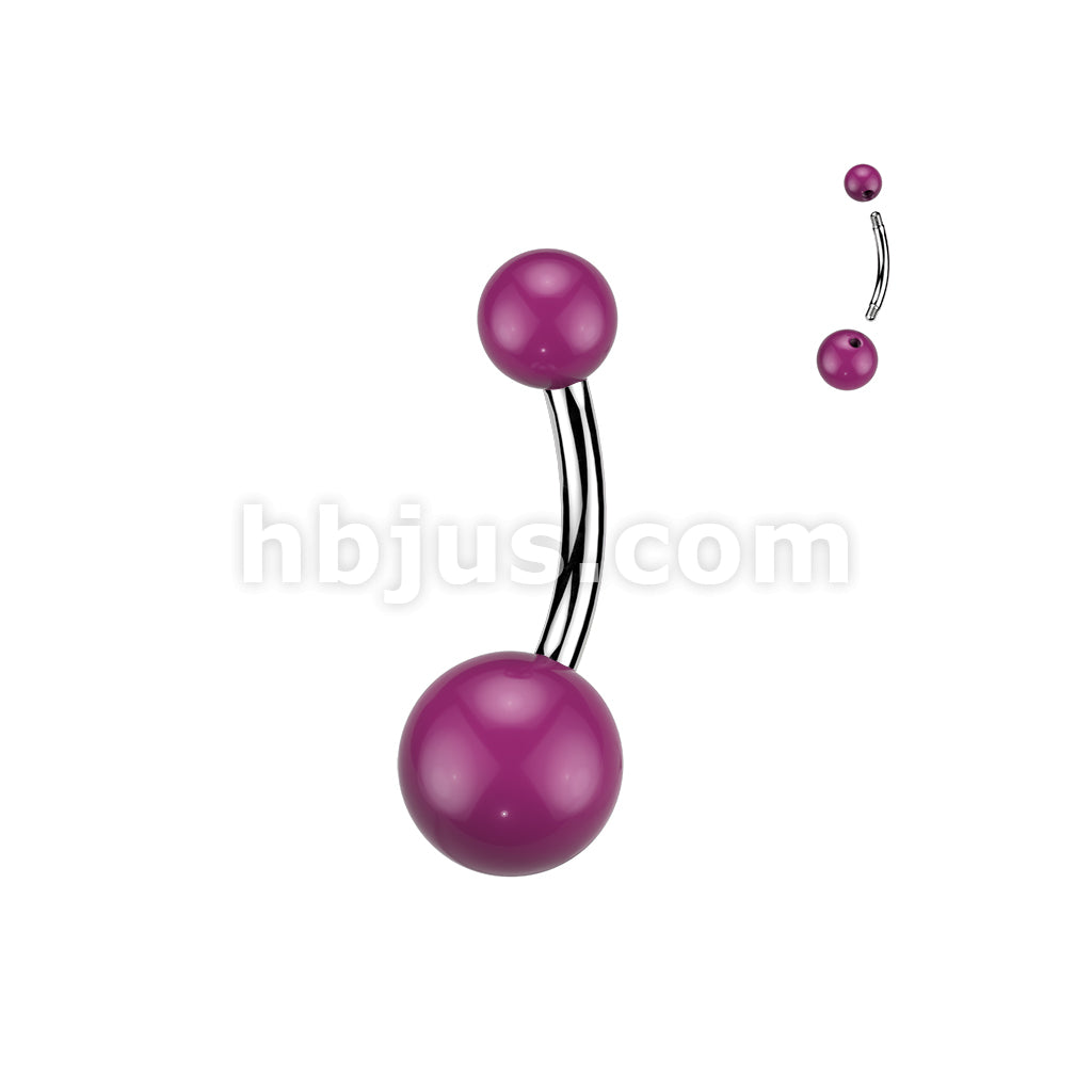 24 Pc Assorted Pack of 316L Belly Rings With Solid Colored Acrylic Balls - Image 2