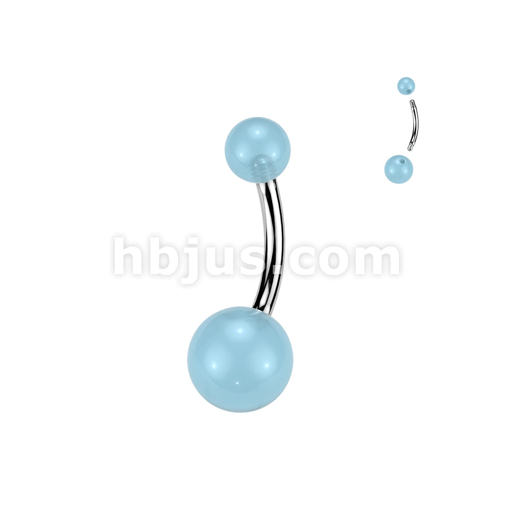24 Pc Assorted Pack of 316L Belly Rings With Glow In The Dark Acrylic Balls - Image 2