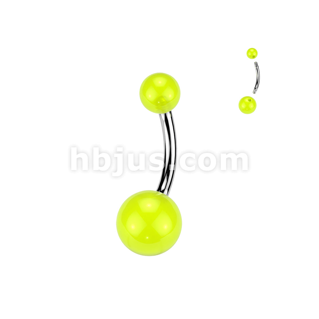 24 Pc Assorted Pack of 316L Belly Rings With Glow In The Dark Acrylic Balls - Image 3