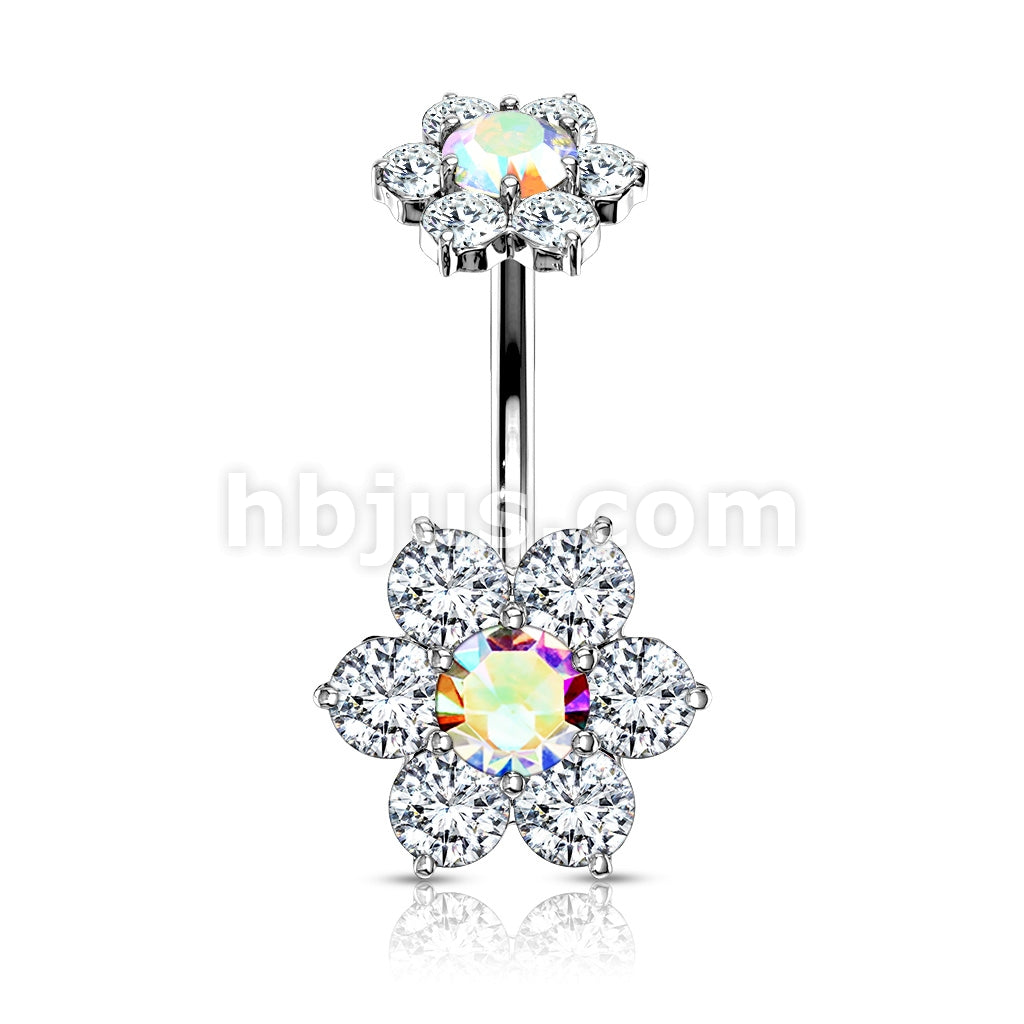 316L Surgical Steel 7 CZ Flower with Internally Threaded CZ Flower Top... - Image 3