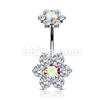 316L Surgical Steel 7 CZ Flower with Internally Threaded CZ Flower Top... - Image 3