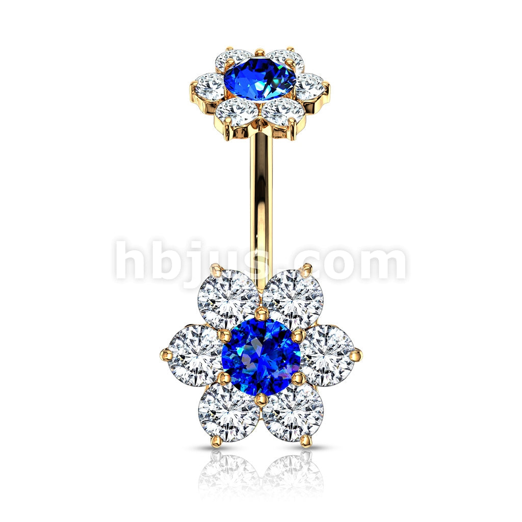 316L Surgical Steel 7 CZ Flower with Internally Threaded CZ Flower Top... - Image 4