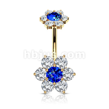 316L Surgical Steel 7 CZ Flower with Internally Threaded CZ Flower Top... - Image 4