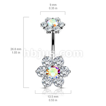 316L Surgical Steel 7 CZ Flower with Internally Threaded CZ Flower Top... - Image 8