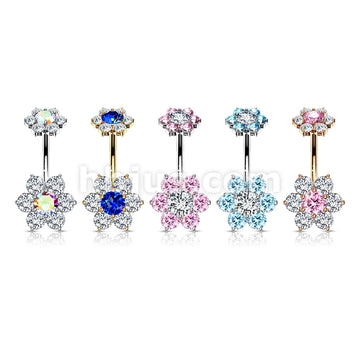 316L Surgical Steel 7 CZ Flower with Internally Threaded CZ Flower Top... - Image 9