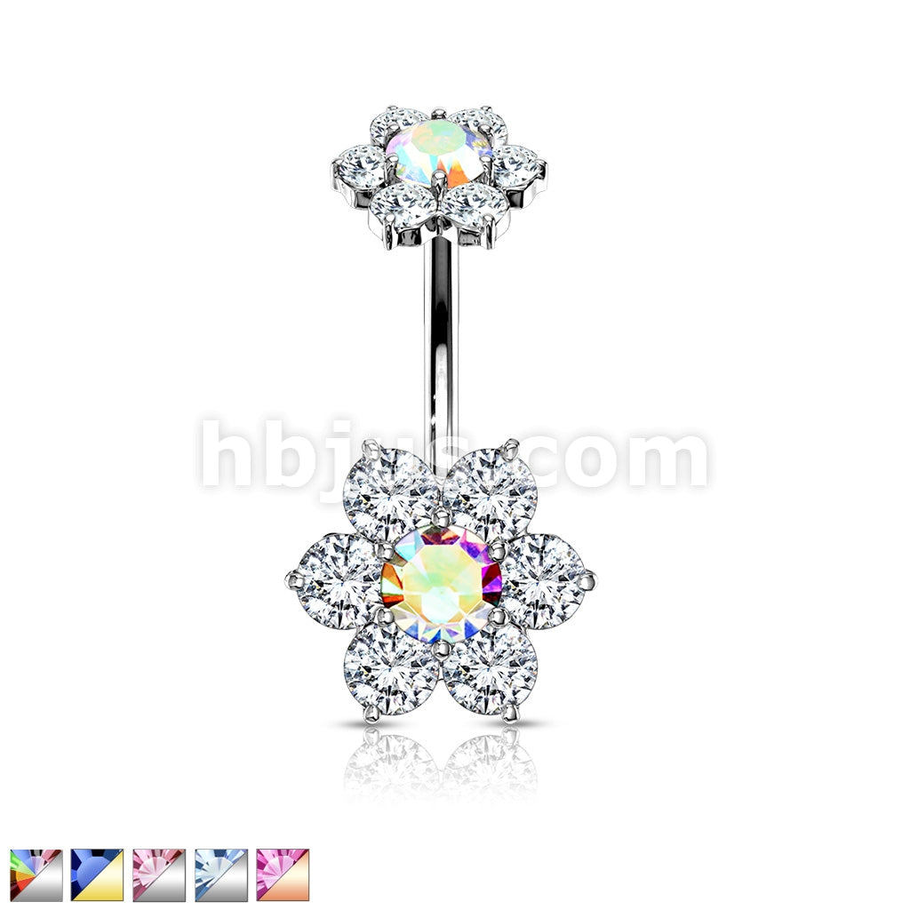 316L Surgical Steel 7 CZ Flower with Internally Threaded CZ Flower Top... - Image 2