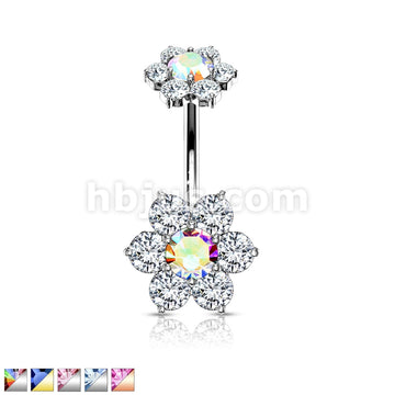 316L Surgical Steel 7 CZ Flower with Internally Threaded CZ Flower Top... - Image 2