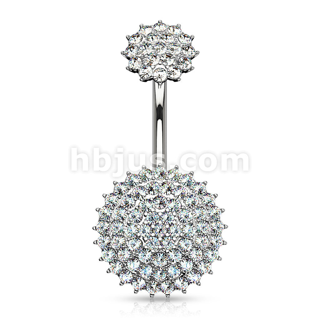 316L Surgical Steel Internally Threaded Top CZ Paved Round Shields 316L... - Image 3