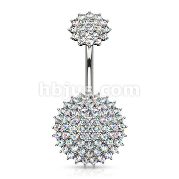 316L Surgical Steel Internally Threaded Top CZ Paved Round Shields 316L... - Image 3