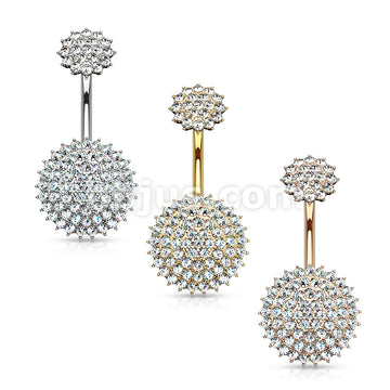 316L Surgical Steel Internally Threaded Top CZ Paved Round Shields 316L... - Image 7