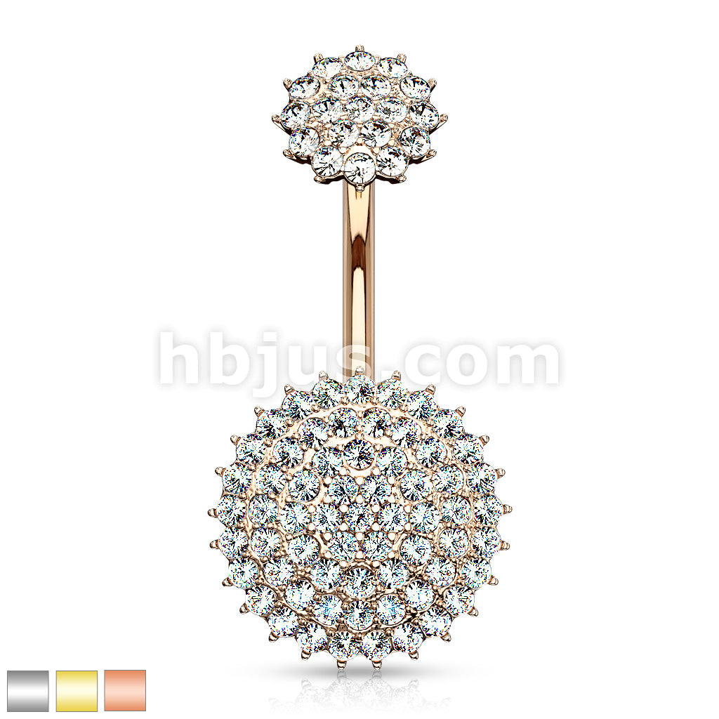 316L Surgical Steel Internally Threaded Top CZ Paved Round Shields 316L... - Image 2
