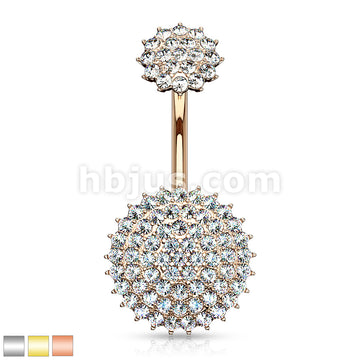 316L Surgical Steel Internally Threaded Top CZ Paved Round Shields 316L... - Image 2