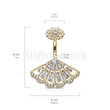 316L Surgical Steel CZ Paved Vintage Fan With Internally Threaded CZ... - Image 6