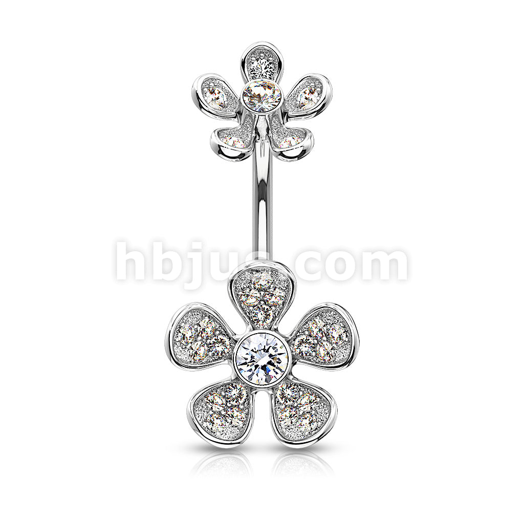 Micro CZ Paved Flower with Internally Threaded Flower Top 316L Surgical... - Image 3