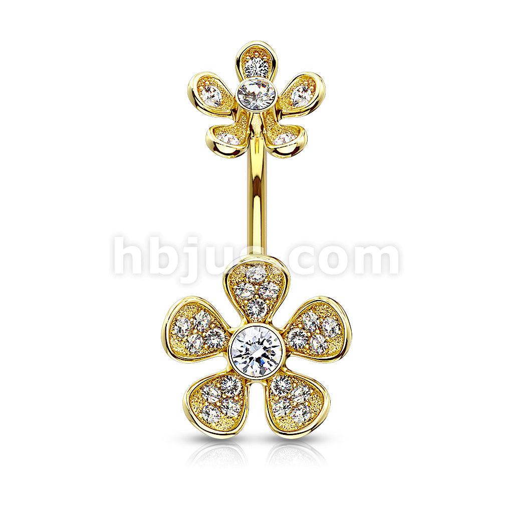 Micro CZ Paved Flower with Internally Threaded Flower Top 316L Surgical... - Image 4