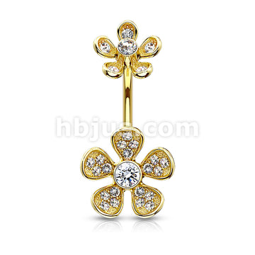 Micro CZ Paved Flower with Internally Threaded Flower Top 316L Surgical... - Image 4