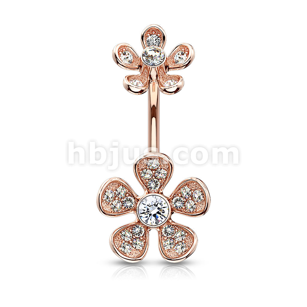 Micro CZ Paved Flower with Internally Threaded Flower Top 316L Surgical... - Image 5
