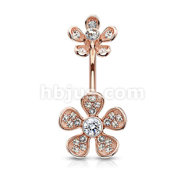 Micro CZ Paved Flower with Internally Threaded Flower Top 316L Surgical... - Image 5