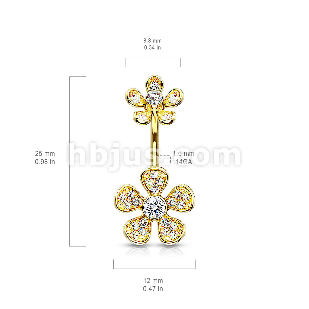 Micro CZ Paved Flower with Internally Threaded Flower Top 316L Surgical... - Image 6
