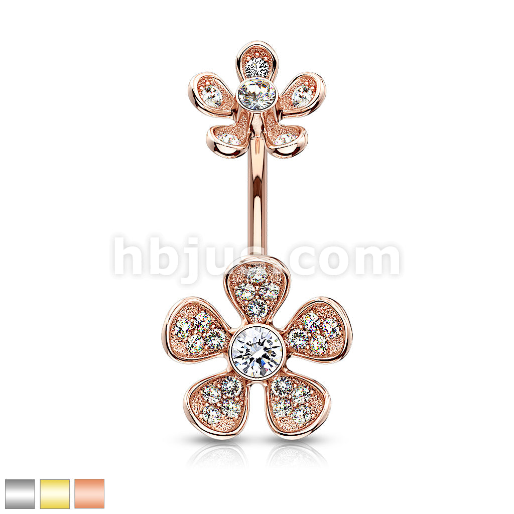 Micro CZ Paved Flower with Internally Threaded Flower Top 316L Surgical... - Image 2