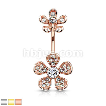 Micro CZ Paved Flower with Internally Threaded Flower Top 316L Surgical... - Image 2