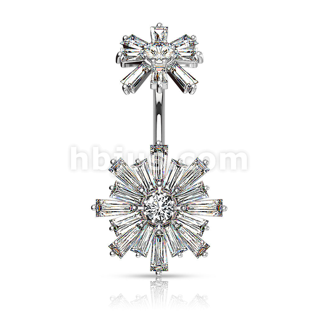 Double Tiered Baguette CZ Flower with Internally Threaded CZ Flower Top... - Image 3