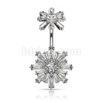 Double Tiered Baguette CZ Flower with Internally Threaded CZ Flower Top... - Image 3